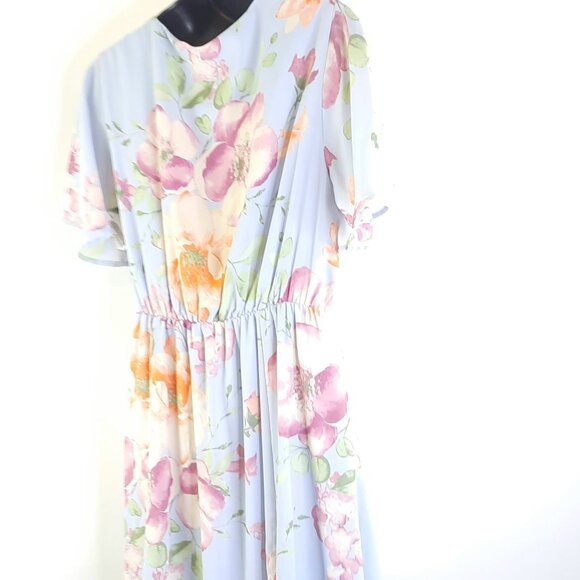 NWT Medium Heidi Wrap Dress by Gilli Floral pastel sheer short sleeve dress - Picture 6 of 12